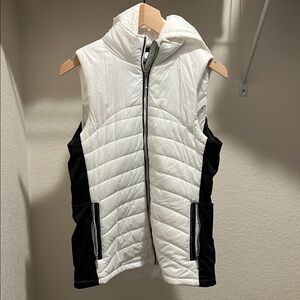 ANORAK White and Black Quilted Vest with High Collar